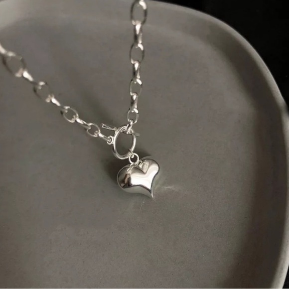 NEW LOVE HEART 925 STERLING SILVER NECKLACE, NICE NECKLACE, CUTE NECKLACE - Picture 4 of 6